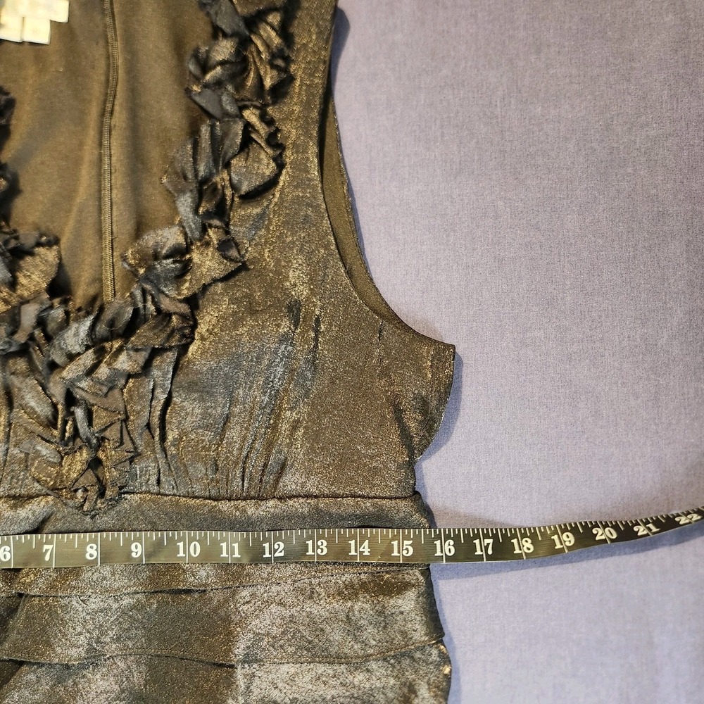 London Times Black Tiered Metallic Whimsygoth/Old-Money/Classic Glam Dress 10 - Picture 10 of 12